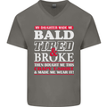 Daughter Bald Tired & Broke Father's Day Mens V-Neck Cotton T-Shirt Charcoal