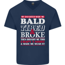 Daughter Bald Tired & Broke Father's Day Mens V-Neck Cotton T-Shirt Navy Blue