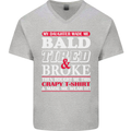 Daughter Bald Tired & Broke Father's Day Mens V-Neck Cotton T-Shirt Sports Grey