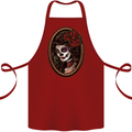 Day of the Dead La Catrina DOTD Sugar Skull Cotton Apron 100% Organic Maroon