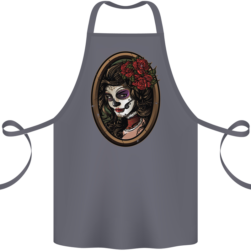 Day of the Dead La Catrina DOTD Sugar Skull Cotton Apron 100% Organic Steel