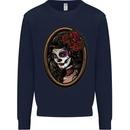 Day of the Dead La Catrina DOTD Sugar Skull Kids Sweatshirt Jumper Navy Blue