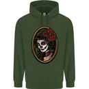 Day of the Dead La Catrina DOTD Sugar Skull Mens 80% Cotton Hoodie Forest Green