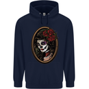 Day of the Dead La Catrina DOTD Sugar Skull Mens 80% Cotton Hoodie Navy Blue