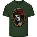Day of the Dead La Catrina DOTD Sugar Skull Mens Cotton T-Shirt Tee Top Forest Green