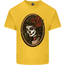 Day of the Dead La Catrina DOTD Sugar Skull Mens Cotton T-Shirt Tee Top Yellow