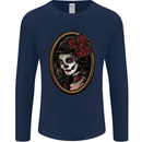 Day of the Dead La Catrina DOTD Sugar Skull Mens Long Sleeve T-Shirt Navy Blue