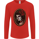 Day of the Dead La Catrina DOTD Sugar Skull Mens Long Sleeve T-Shirt Red