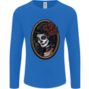 Day of the Dead La Catrina DOTD Sugar Skull Mens Long Sleeve T-Shirt Royal Blue
