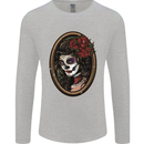 Day of the Dead La Catrina DOTD Sugar Skull Mens Long Sleeve T-Shirt Sports Grey