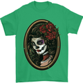 Day of the Dead La Catrina DOTD Sugar Skull Mens T-Shirt Cotton Gildan Irish Green