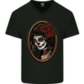 Day of the Dead La Catrina DOTD Sugar Skull Mens V-Neck Cotton T-Shirt Black