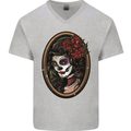 Day of the Dead La Catrina DOTD Sugar Skull Mens V-Neck Cotton T-Shirt Sports Grey