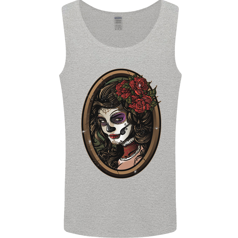 Day of the Dead La Catrina DOTD Sugar Skull Mens Vest Tank Top Sports Grey