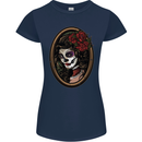 Day of the Dead La Catrina DOTD Sugar Skull Womens Petite Cut T-Shirt Navy Blue