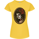Day of the Dead La Catrina DOTD Sugar Skull Womens Petite Cut T-Shirt Yellow