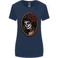 Day of the Dead La Catrina DOTD Sugar Skull Womens Wider Cut T-Shirt Navy Blue