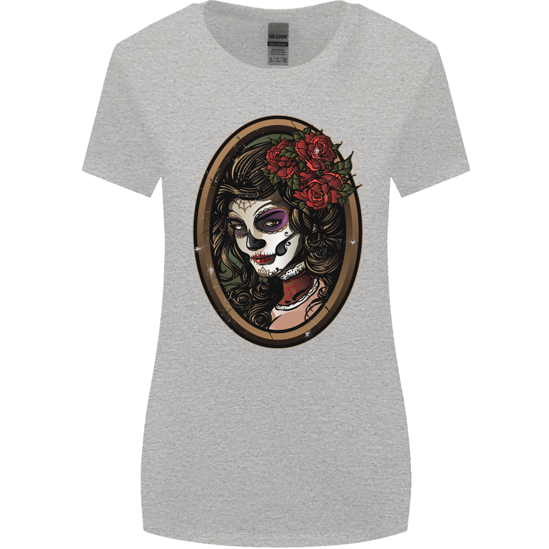 Day of the Dead La Catrina DOTD Sugar Skull Womens Wider Cut T-Shirt Sports Grey