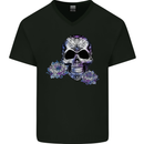 Day of the Dead Skull DOTD Mens V-Neck Cotton T-Shirt Black