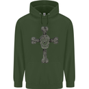 Day of the Dead Sugar Skull Cross Childrens Kids Hoodie Forest Green