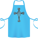 Day of the Dead Sugar Skull Cross Cotton Apron 100% Organic Turquoise