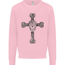 Day of the Dead Sugar Skull Cross Kids Sweatshirt Jumper Light Pink