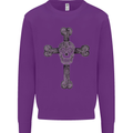 Day of the Dead Sugar Skull Cross Kids Sweatshirt Jumper Purple