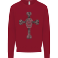 Day of the Dead Sugar Skull Cross Kids Sweatshirt Jumper Red