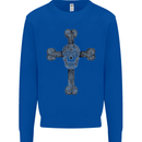 Day of the Dead Sugar Skull Cross Kids Sweatshirt Jumper Royal Blue