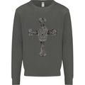 Day of the Dead Sugar Skull Cross Kids Sweatshirt Jumper Storm Grey