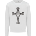Day of the Dead Sugar Skull Cross Kids Sweatshirt Jumper White