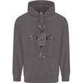 Day of the Dead Sugar Skull Cross Mens 80% Cotton Hoodie Charcoal