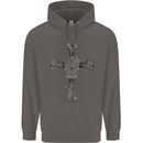 Day of the Dead Sugar Skull Cross Mens 80% Cotton Hoodie Charcoal