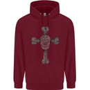 Day of the Dead Sugar Skull Cross Mens 80% Cotton Hoodie Maroon