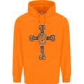 Day of the Dead Sugar Skull Cross Mens 80% Cotton Hoodie Orange