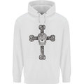 Day of the Dead Sugar Skull Cross Mens 80% Cotton Hoodie White