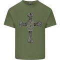 Day of the Dead Sugar Skull Cross Mens Cotton T-Shirt Tee Top Military Green