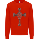 Day of the Dead Sugar Skull Cross Mens Sweatshirt Jumper Bright Red