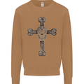 Day of the Dead Sugar Skull Cross Mens Sweatshirt Jumper Caramel Latte