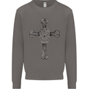Day of the Dead Sugar Skull Cross Mens Sweatshirt Jumper Charcoal