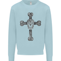 Day of the Dead Sugar Skull Cross Mens Sweatshirt Jumper Light Blue