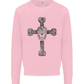 Day of the Dead Sugar Skull Cross Mens Sweatshirt Jumper Light Pink