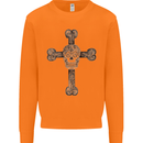 Day of the Dead Sugar Skull Cross Mens Sweatshirt Jumper Orange