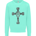 Day of the Dead Sugar Skull Cross Mens Sweatshirt Jumper Peppermint