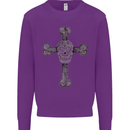 Day of the Dead Sugar Skull Cross Mens Sweatshirt Jumper Purple