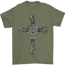 Day of the Dead Sugar Skull Cross Mens T-Shirt Cotton Gildan Military Green