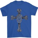 Day of the Dead Sugar Skull Cross Mens T-Shirt Cotton Gildan Royal Blue