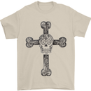 Day of the Dead Sugar Skull Cross Mens T-Shirt Cotton Gildan Sand