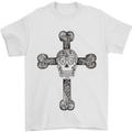 Day of the Dead Sugar Skull Cross Mens T-Shirt Cotton Gildan White