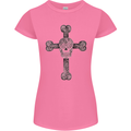 Day of the Dead Sugar Skull Cross Womens Petite Cut T-Shirt Azalea